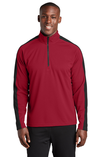 Sport-Tek ® Adult Unisex Sport-Wick ® Textured Colorblock 100% polyester 1/4-Zip Pullover